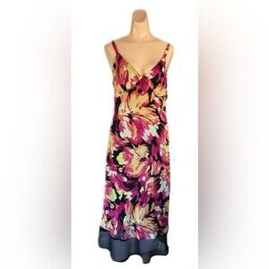 Mlle Gabriello Long Floral Dress Shear Bottom Hem Size 6